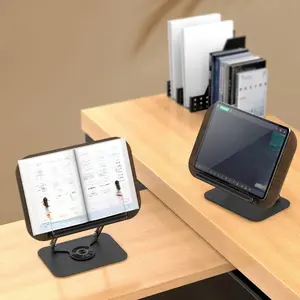 Adjustable Book Stand, 1 Count Rotatable & Foldable Desktop Reading Holder with Clip, Desktop Book Stand for Home Office Use