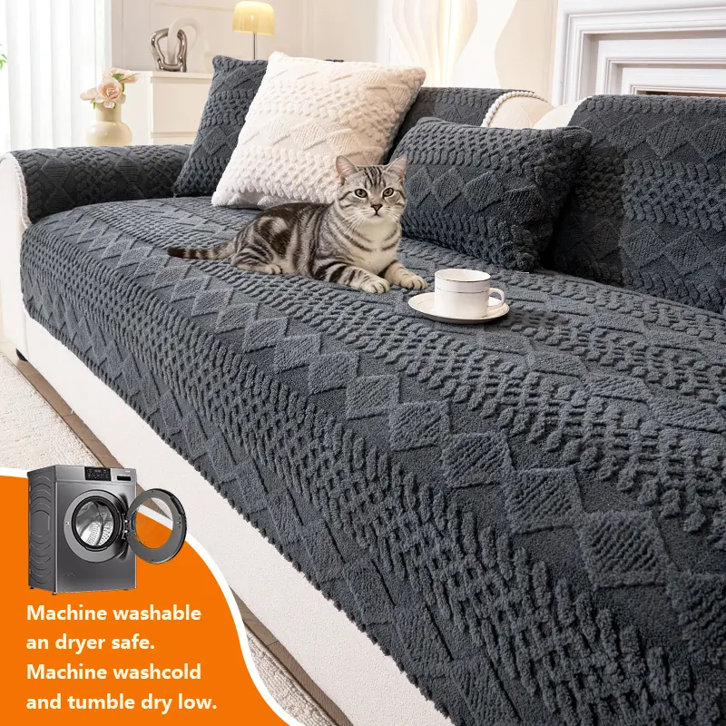 1pc Soft Plush Sofa Cover Protector, Pet-Friendly Short Fur Couch Pad, Cozy Home Decor Sofa Couch Covers for Bedroom Office Living Room, Sofa Slipcover