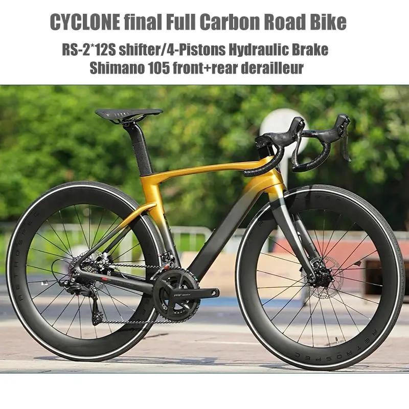 TWITTER New CYCLONE RS-24S Shift+105 Derailleur Carbon Road Bike 4-Pistons Oil Disc Brake Racing Bicycle 700*28C for Men Women