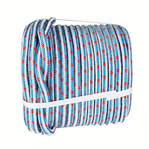 Polyester Braided Rope | 1/2inch X 100feet 16-Strand 4671 Lbs Heavy Tree Work Rope for Outdoor Use Red White Blue