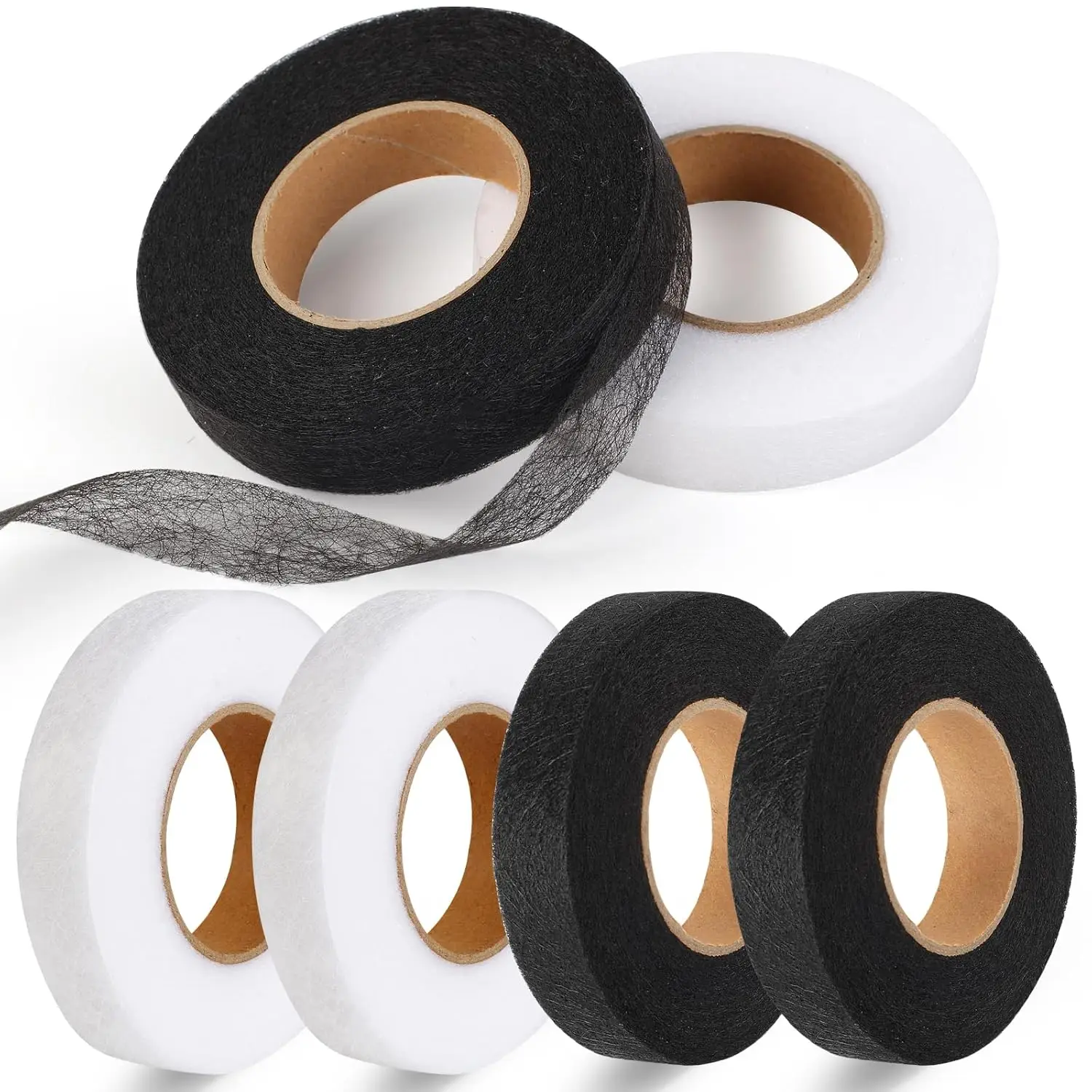 6 Rolls Iron On Hemming Tape, 3/5 INCH x 20 Yards No Sewing Hem Tape, Fabric Adhesive Tape for Pants, Shirts, Jackets, Skirts, Socks, DIY Crafts (Whit