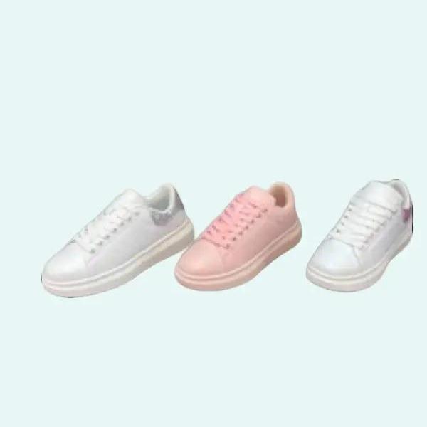 Women's Pink Sneakers and White with Glitter Back Sneakers
