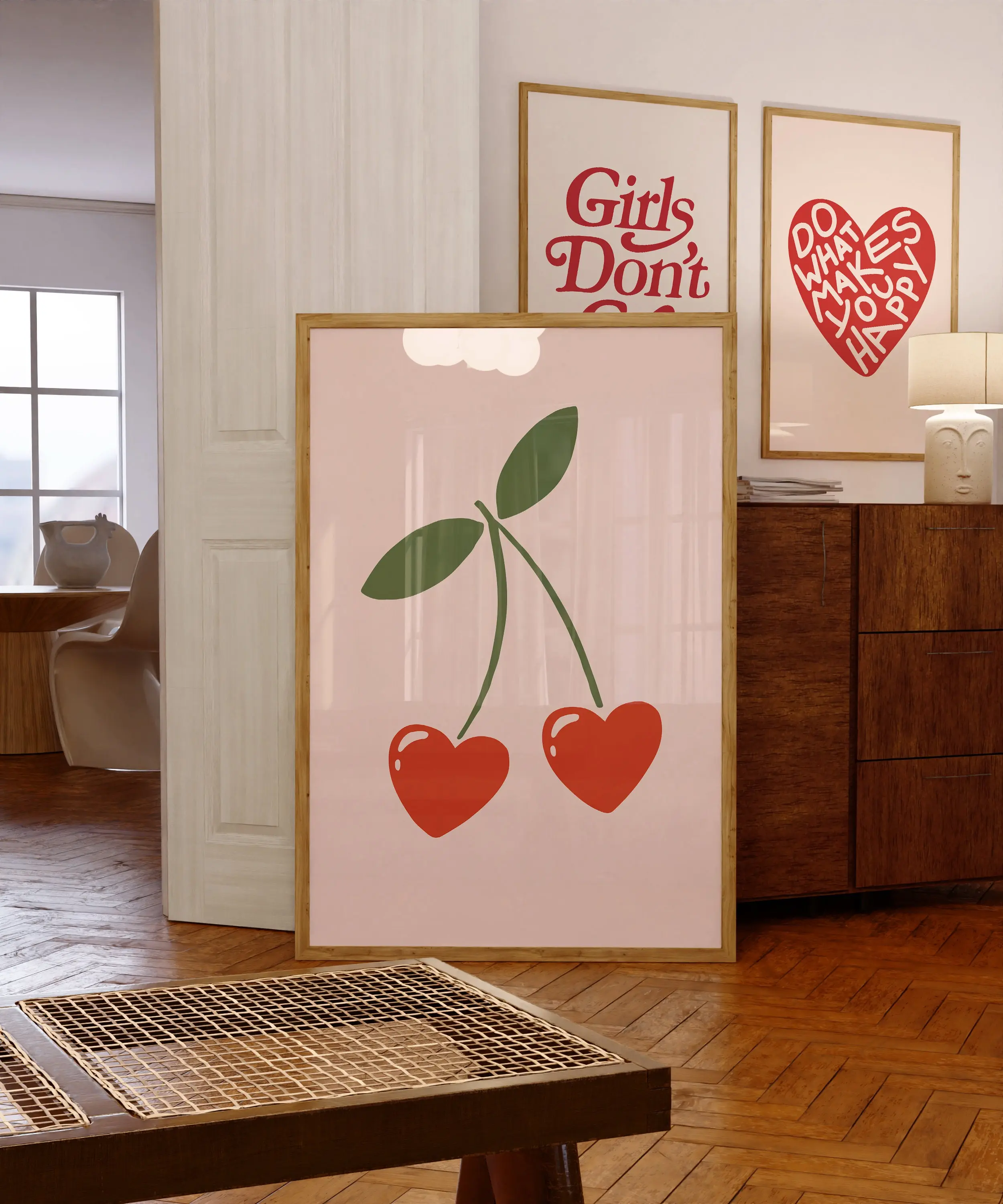 Cherries Poster, Fruit Poster, Cherry Poster, Pop Art Print, Food Illustration, Fruit Market Print, Cherry Wall Art Print Poster Prints No Framed, Gifts For Friend Lovers, Bedroom Wall Decor, Wall Art Home Decor, Big Wall Decor