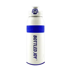 BOTTLED JOY 316 Stainless Steel Tumbler 1L - Insulated Water Bottle for Hot & Cold Drinks, Summer Cooler, White Blue