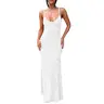 HOCILLE Ruffle Sleeveless Spaghetti Strap Mesh Maxi Dress, Elegant Summer Wedding Guest Gown, Sexy Backless Bodycon Dress, Trendy Beach Vacation Outfits for Women, Evening Party Dress,Formal Womenswear Cocktail dresses for women