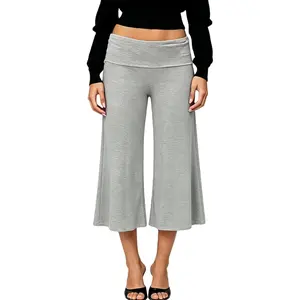 Low Rise Wide Leg Yoga Capris Summer Cute Going Out Flowy Gaucho Pants