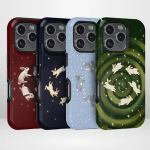 Kawaii Bunny Galaxy Phone Case Whimsical Running hares Rabbit Compatible with iPhone 17, 16, 15, 14, 13, 12, 11, X & Galaxy