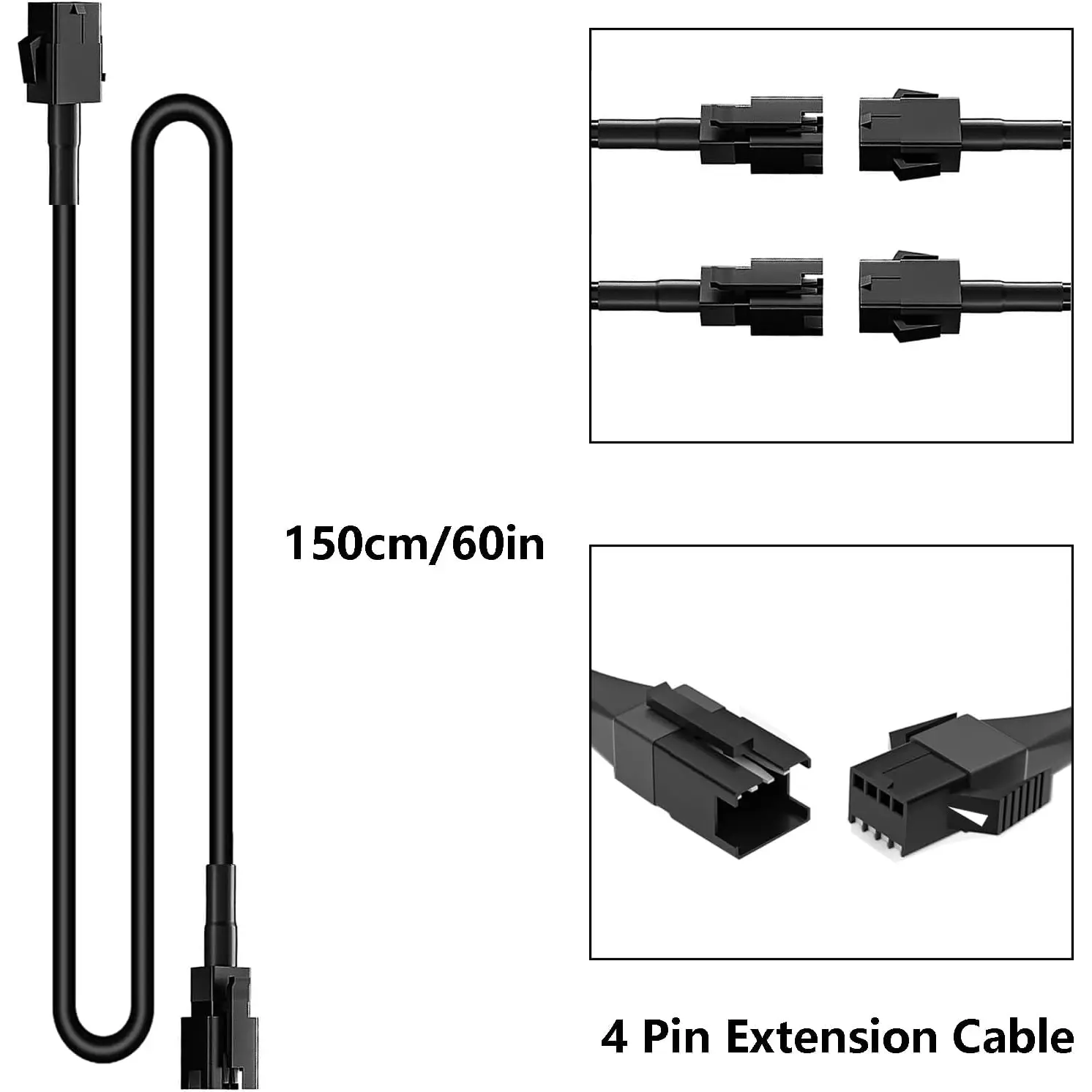 8Pcs 60 Inch 4 Pin RGB LED Extension Cable – Plug & Play Wire Harness for Car Truck ATV Motorcycle Rock Lights, Neon Strips, Underglow, IP65 Waterproof Connector
