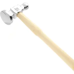 The Beadsmith Two-Sided Chasing Hammer - 10.75 Inches Wooden Handle, 2.25” Steel Head with a 14mm Ball Pein & 1.1"/ 28mm Domed Face - Tool Used to Add Texture and Dimension to Metalwork, 4oz./113g