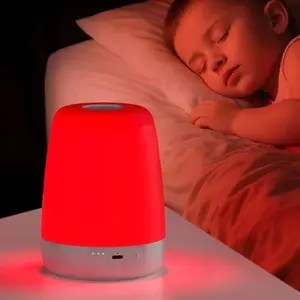 Red Light Sleeping Therapy: Pure 670nm Narrowband Wavelength Night Lamp - Naturally Promote Melatonin for Adults Sleeping Better - 2000mAh Cordless Compact Size for Travel Jet Lag Relief (Grey)