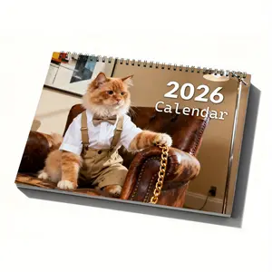 1pc Funny 2026 Cat Luxury Calendar Monthly Planner with Color Coded Calendar Grid and Monthly View An Elegant Gift for Cat Lovers, Luxury Schedule Tracker for Pet Owners, Christmas Premium Gift Idea