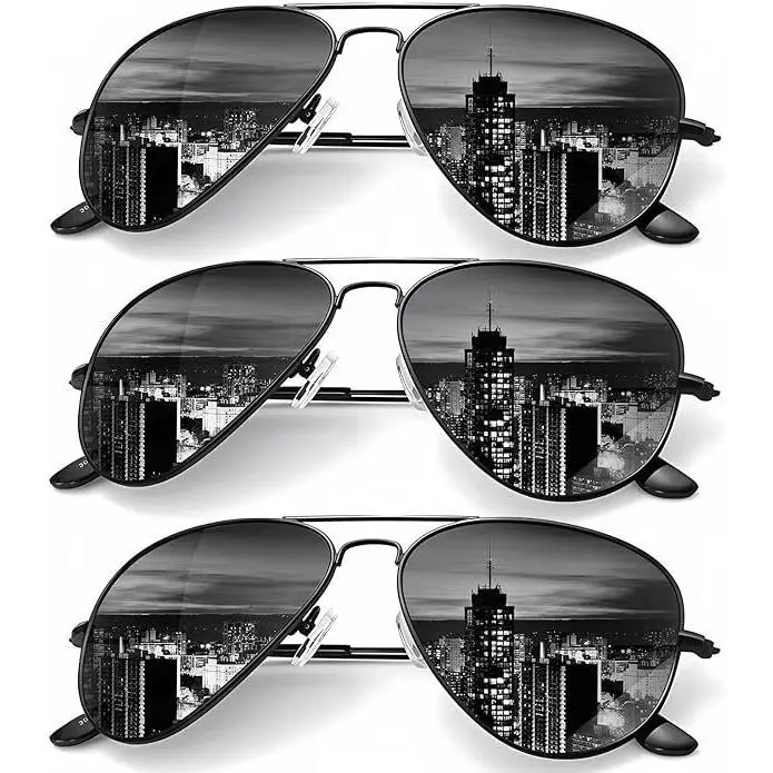 KALIYADI Aviator Black-Gold Sunglasses,3 sets of classic retro sunglasses,UV protection outdoor model (S24) KALIYADI Aviator Black-Gold Sunglasses,3 sets of classic retro sunglasses,UV protection outdoor model (S24)