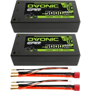OVONIC Lipo Battery 5000mAh 100C 7.4V 2S RC Battery with Dean T Connector for RC Plane DJI Quadcopter RC Airplane RC Helicopter RC Car Truck Boat Rechargeable battery