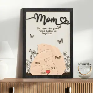 Personalized 'You Are the Piece That Holds Us Together' Puzzle Plaque - Custom Name Gift for Mom, Mother's Day Gift, Unique Mommy Keepsake, 2 Layered