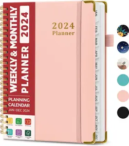 2024 Planner - Weekly and Monthly Planner Spiral Bound, Jan 2024 - Dec 2024, A5 (6.7" X 8.6"), Planner 2024 with Tabs, Inner Pocket, Helps to Keep Track of Tasks - Pink