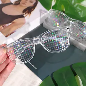 Rainbow Diffraction Glasses Clear Frame with Colorful Light Effect Stylish Fashion Eyewear for Men & Women Party Glasses Gifts