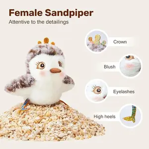 Potaroma Cat Toys 2 Pcs Flapping Sandpiper Pair-Mate, Lifelike Birds Chirp, Chargeable Touch Activated Kitten Fun Interactive Kitty Exercise with Catnip for All Breeds