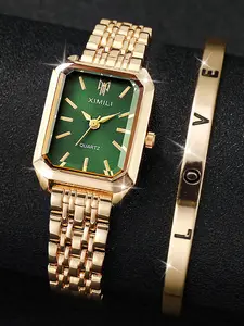 2-piece exquisite women's watch set, fashionable quartz watch, casual watch, women's watch set