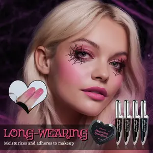 Halloween Color Changing Makeup Set, including 4 Matte Lip Glosses&1 Color-Changing Blush Cream, Pigmented Waterproof & Smudge-Proof, Long Lasting, Thermochromic Cosmetics with Long Wear, Creates Alluring Look, Perfect for Halloween, Parties