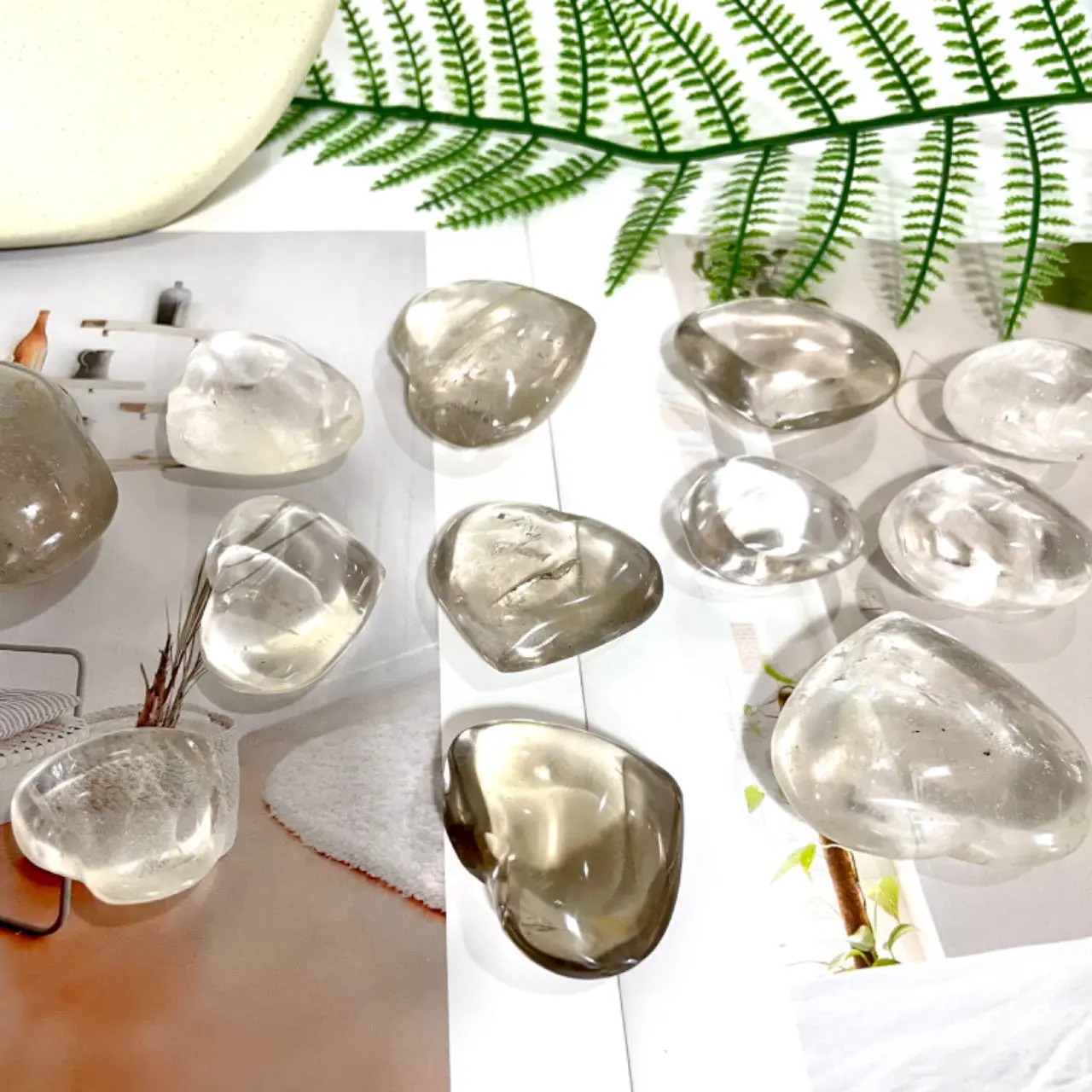 IG Crystal 4~7 Counts Heart Shape Clear Quartz Crystal Reiki Crytsal Healing Stone Home Decor