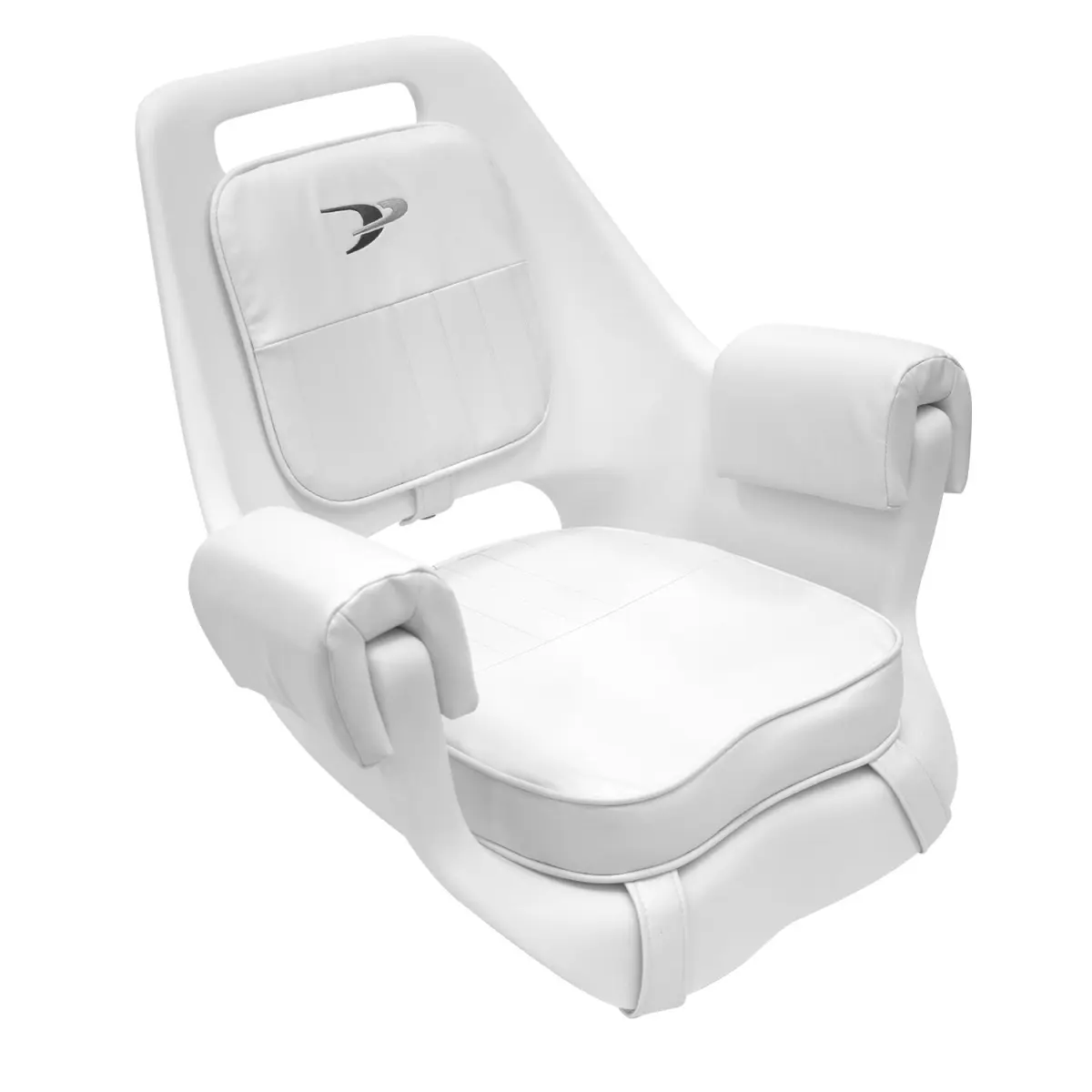 Deluxe Plastic Pilot Director Chair - Single Person Removable Seat Pad Sit-Down Living Room Furniture, Cushioned Seat, Included Mounting Plate, White