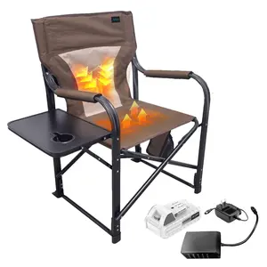 Bliss Hammocks 24V Heated Seat, Folding Chair w/Battery & 3 Heat Settings, Brown