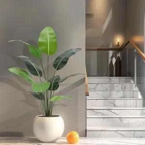 5FT 2PCS Artificial Tree Bird of Paradise Artificial Plant with 10 Trunks Fake Tree - 60 Inchs Faux Plants Fake Banana Tree Plant with Pot Artificial Trees for Home Decor Indoor Outdoor Decorative Fruit Ornaments