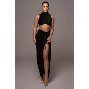 Black Chosen One Velvet Skirt Set
