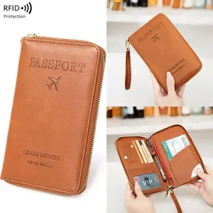 2026 RFID Blocking Long Passport Bag, Multifunctional Travel Zipper Storage Bag for Tickets Documents Phone, Stylish Travel Essentials