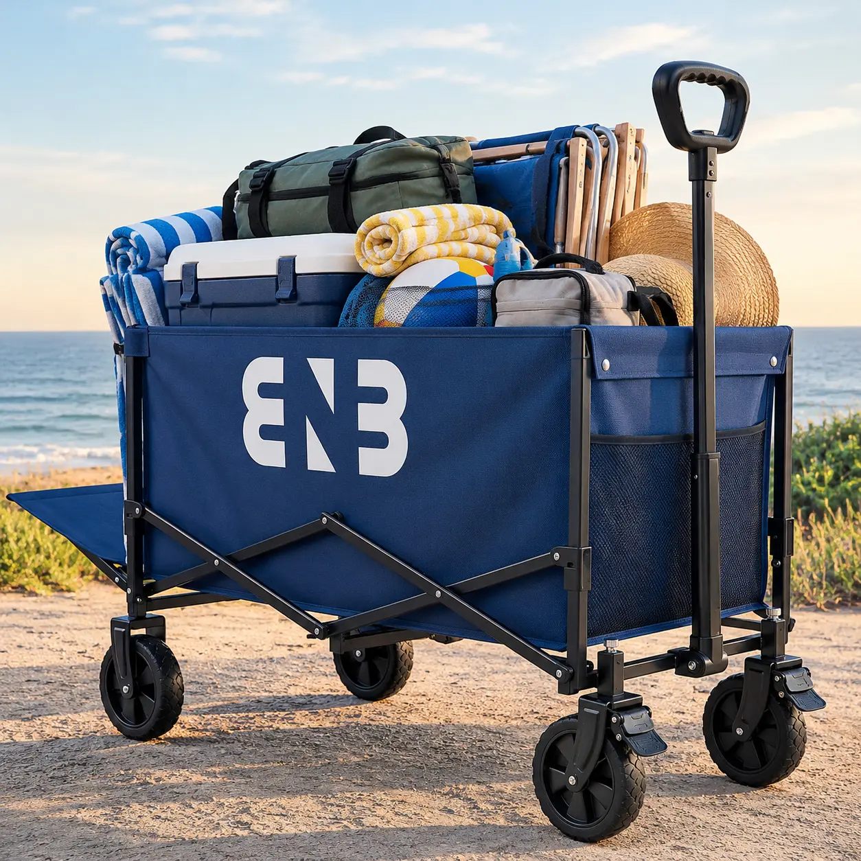 220/580/860 Pound Capacity Heavy-duty All Terrain Folding Cart-Carbon Steel Frame And800D Oxford Cloth, Foldable Multifunctional Truck Suitable For Camping, Gardening, Beach, Shopping-No Assembly Required, Sturdy Handle Design, Durable Wheel Design