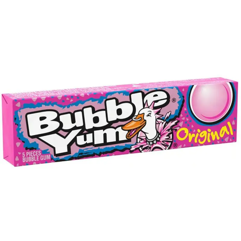 9x Bubble Yum Original Classic Chewing Gum - Sweet Chewy Candy Snack Treats Flavor Burst 5ct