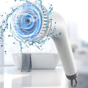 Multifunctional Electric Rotating Cleaning Brush, Wireless Bathtub and Tile Cleaner, LED Display Shower Brush, 2 Speeds, 7 Replaceable Heads