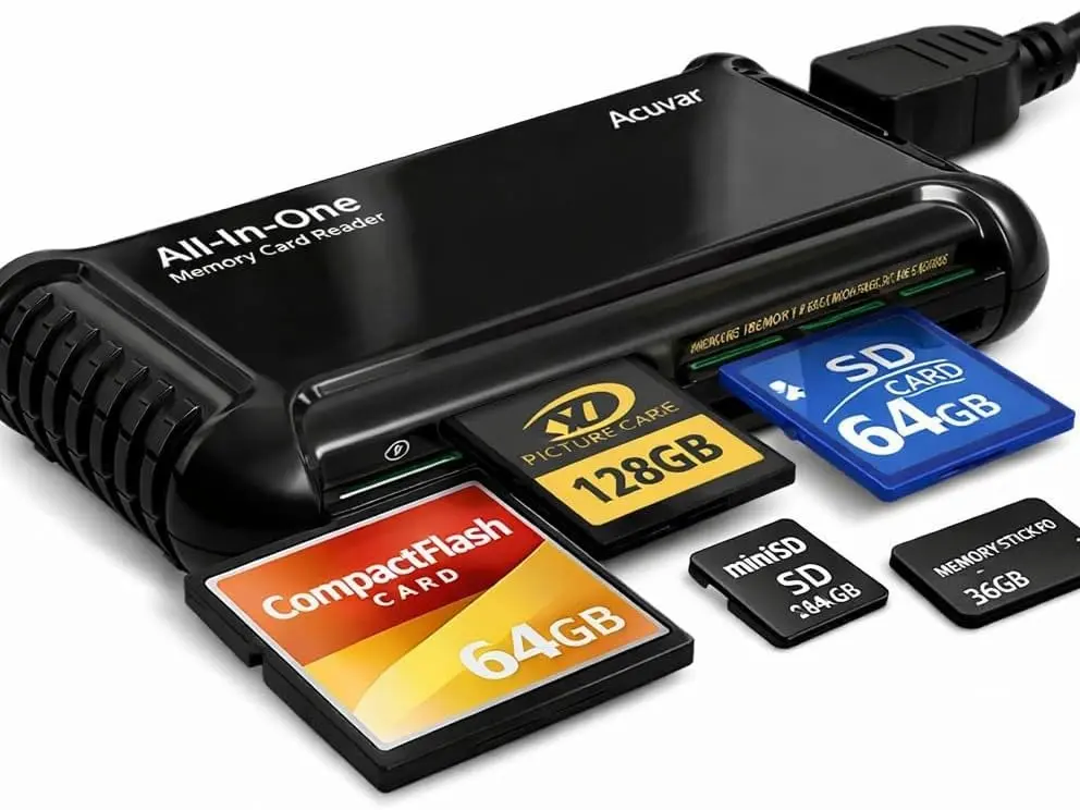 Acuvar XD Picture Card Reader/Writer – All-in-One USB Memory Card Reader for Olympus & Fujifilm XD, SD/SDHC, Micro SD, CF & Memory Stick Cards