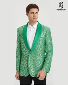 Men's Prom Blazer Jacket with Bow Tie Mint Green