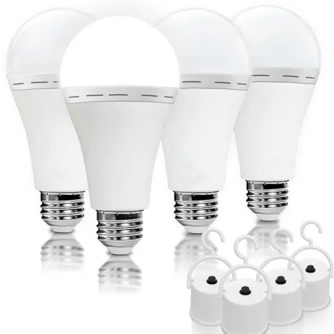 Emergency Rechargeable A19 LED Light Bulbs - 9W Equivalent Battery, 800 Lumens Brightness, E27/E26 Base, 6500K, 1200mAh Portable, 50,000h Long Service, Auto Charge Stop, ABS Plastic, Energy-Saving (1–8 Pack) for Power Outage, Camping