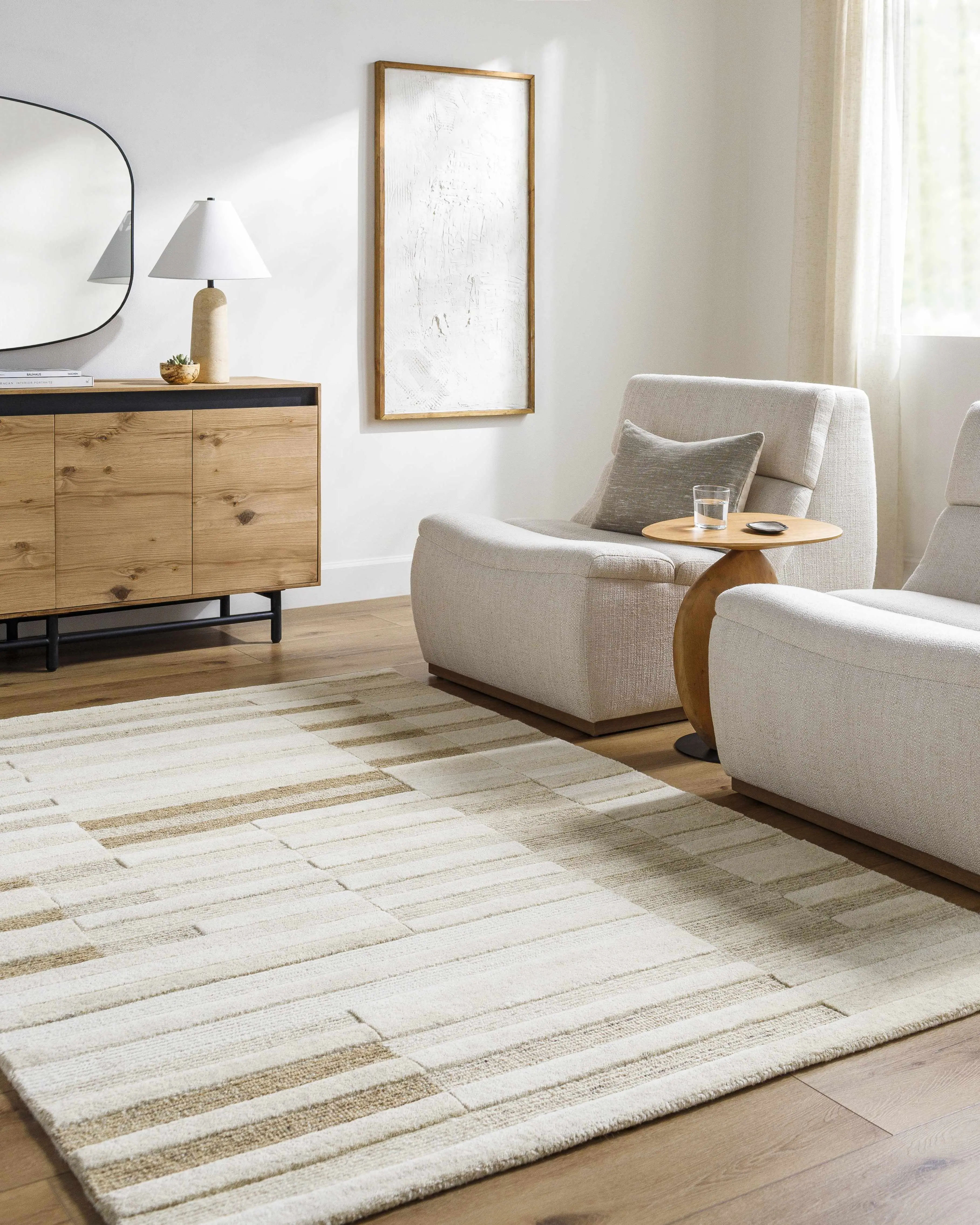 Tavia Broken-Striped Area Rug, Home Decor Rugs for Household Living Spaces