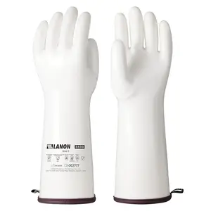 LANON Liquid Silicone Gloves, Heat Resistant Oven Gloves with Fingers, Food Grade, Waterproof, White, Medium