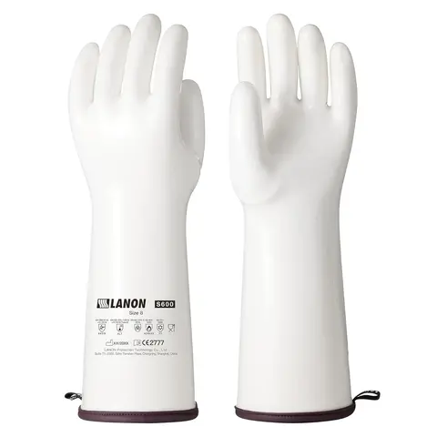 LANON Liquid Silicone Oven Gloves, Food Grade BPA-Free CE-Certified Heat-Resistant Waterproof Fingered Gloves for Cooking, Barbecue, Better Solutions for Sensitive Skin, White Bakeware Kitchenware