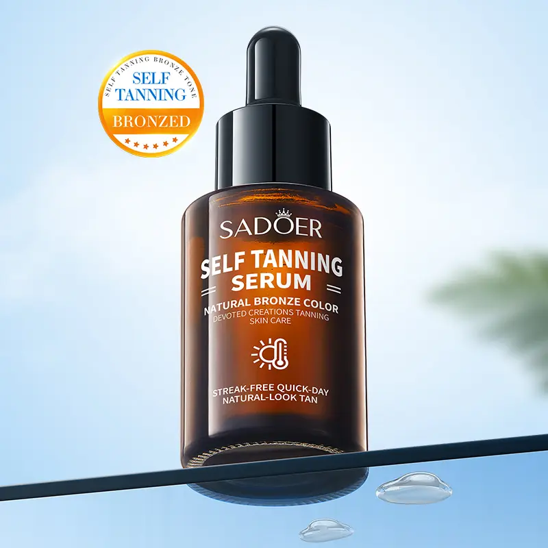 SADOER Self Tanning Serum | Natural Bronze Color | Streak-Free, Quick-Dry Sunless Tanning for Face & Body (30ml)