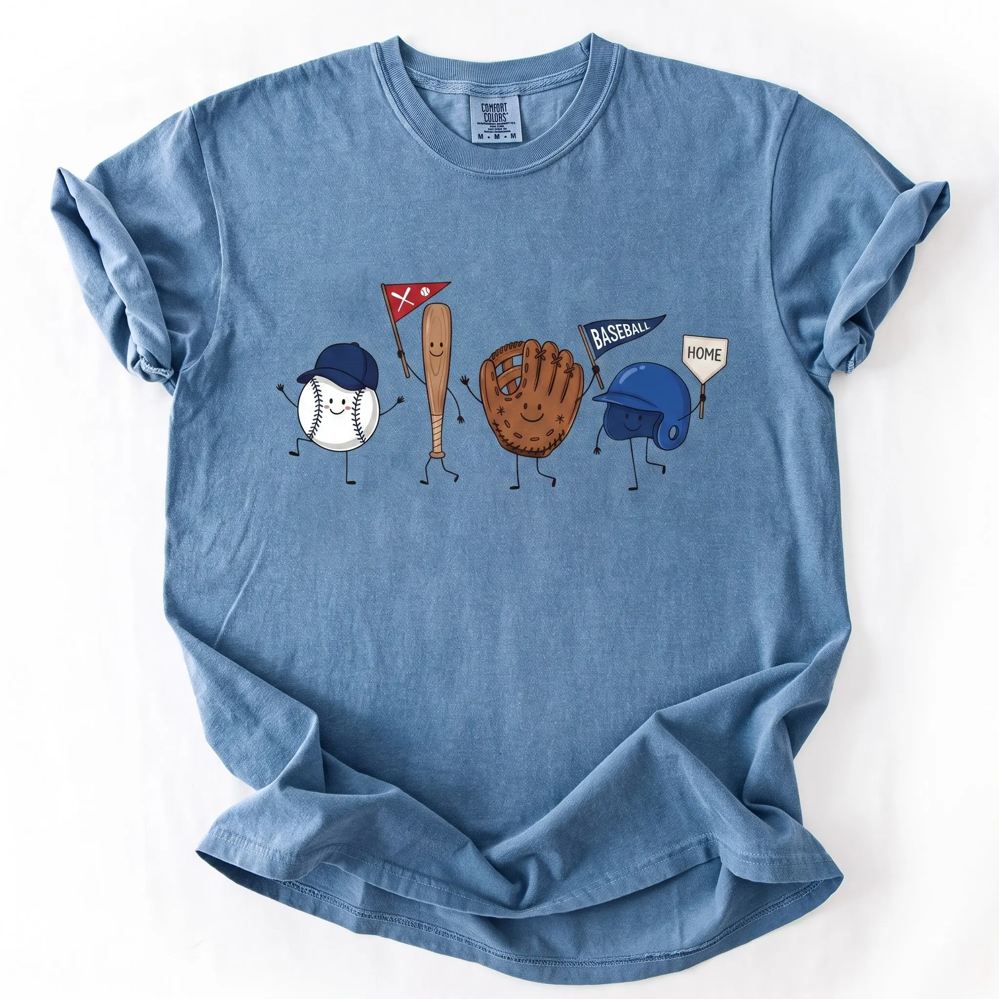 Comfort Colors Baseball Doodle Character Shirt, Baseball Game Day Tee, Baseball Season Mama Shirt, Sports Mom Shirt,Baseball Fan Lover Gift