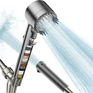 Ion Drops Filtered Shower Head with Handheld, High Pressure Water Flow Showerhead, with Shower Head Filter for Hard Water Boosting, with ON/OFF Switch(Grey)