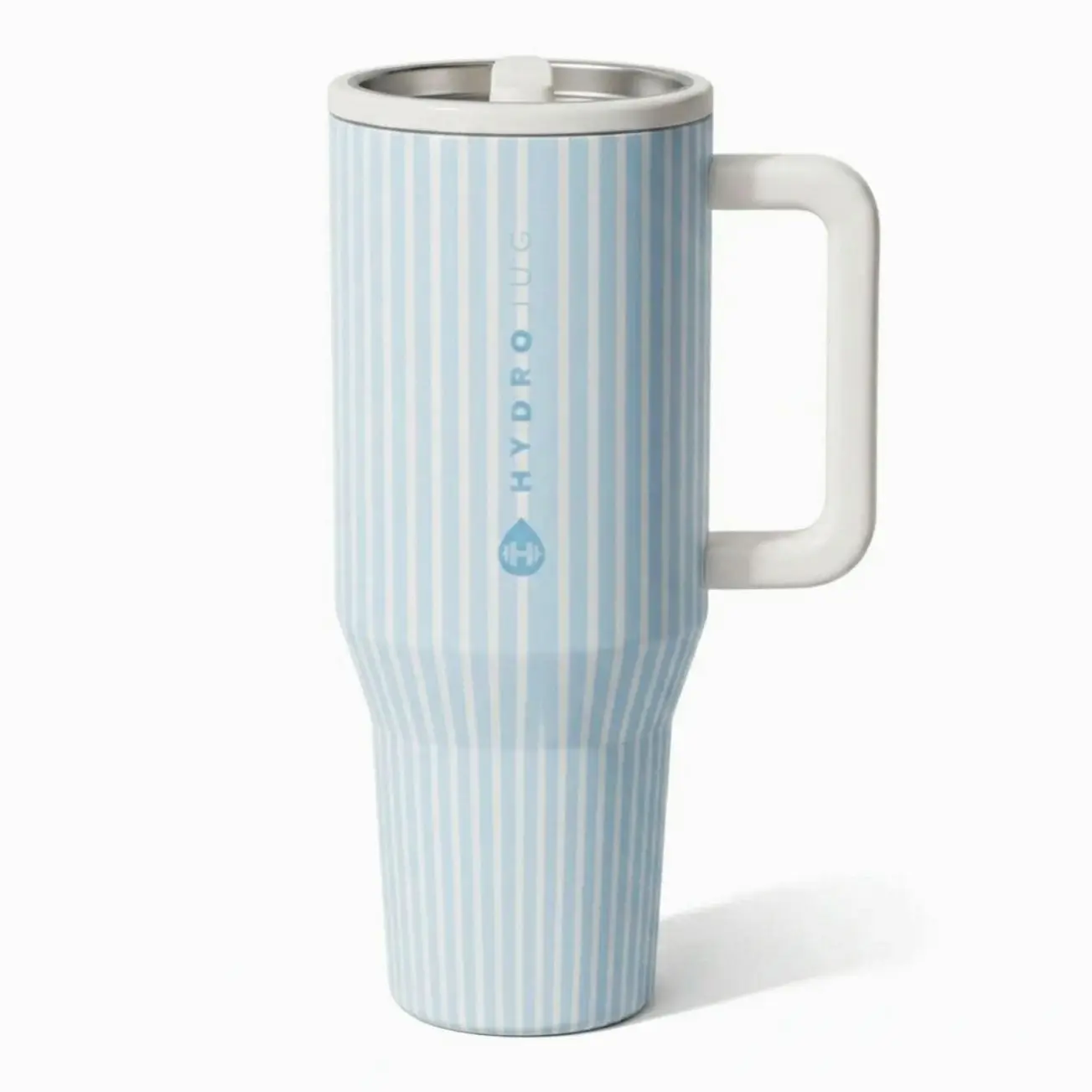 Blue Stripe Pattern HydroJug 40 Oz Traveler, Leak-Proof Insulated Tumbler with Flip Straw & Cup Holder Fit Flasks Lid Drinkware Leakproof Tumbler
