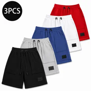 3-Pack Men's Relaxed Fit Sweat Shorts - Menswear, Elastic Waist, Drawstring, Personalized Casual Lounge Shorts with Pockets