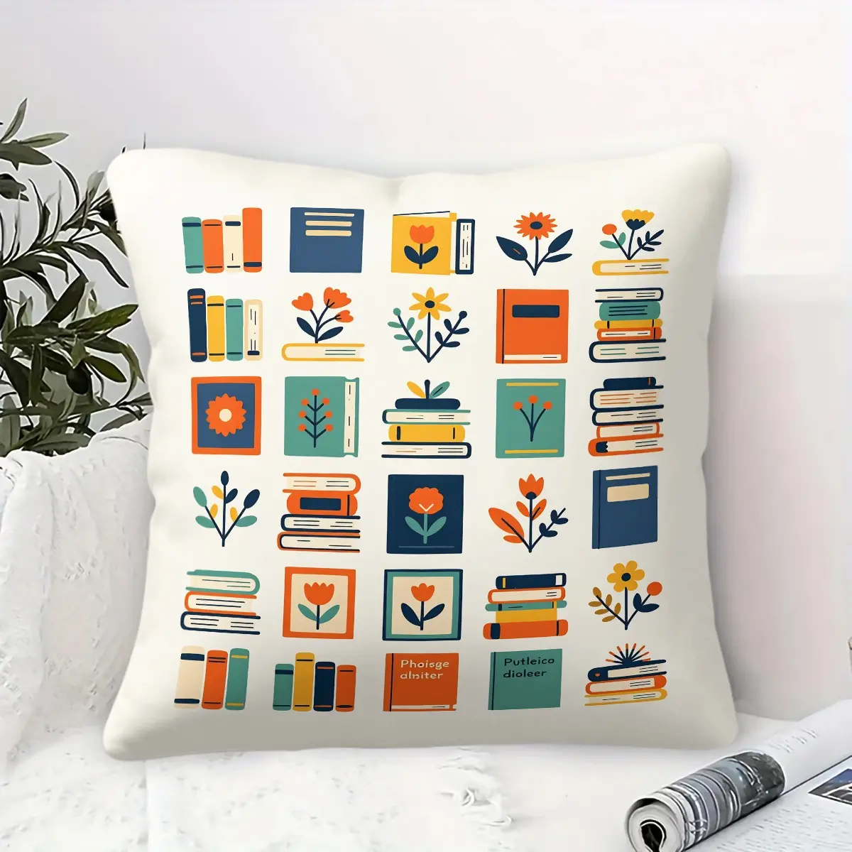 Book-Print Cushions Vintage-Style Cushions Perfect for Sofas, Beds, and Living Rooms; Rustic Decor; Book Themed Cushions Loved by Boys and Girls; The Perfect Gift for Book Lovers， Includes Cushion Insert