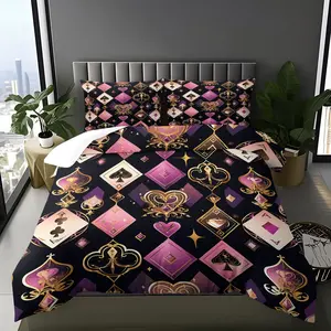 Luxury Regal Poker Suit Duvet Cover Set, Includes 1 Duvet Cover & 1-2 Pillowcases, Soft Bedding for Comfortable Sleep