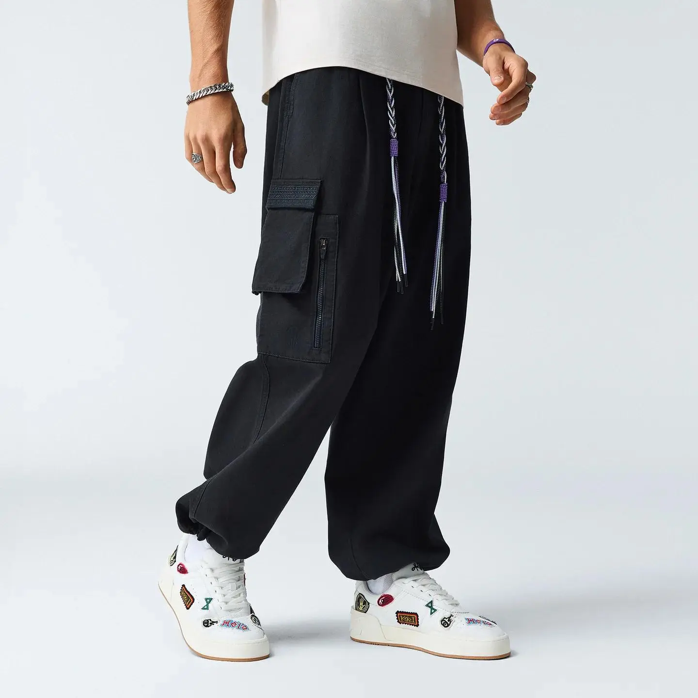 ANTA KAI Round House Pants Kyrie Irving Fashionable Stylish Black Purple All Season Comfortable