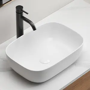 Bathroom Small Vessel Sink Above Counter White Porcelain Ceramic Oval Rectangle Bathroom Vanity Sink Bowl Lavatory Wash Basin