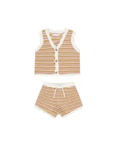 SCALLOP CROCHET SET || PINK STRIPE