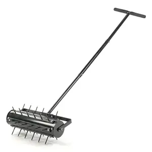 Manual Lawn Aerator, 17” Heavy Duty Rolling Aerator Lawn Tool for Yard Garden, Aeration Tool with Spike Soil Penetrator