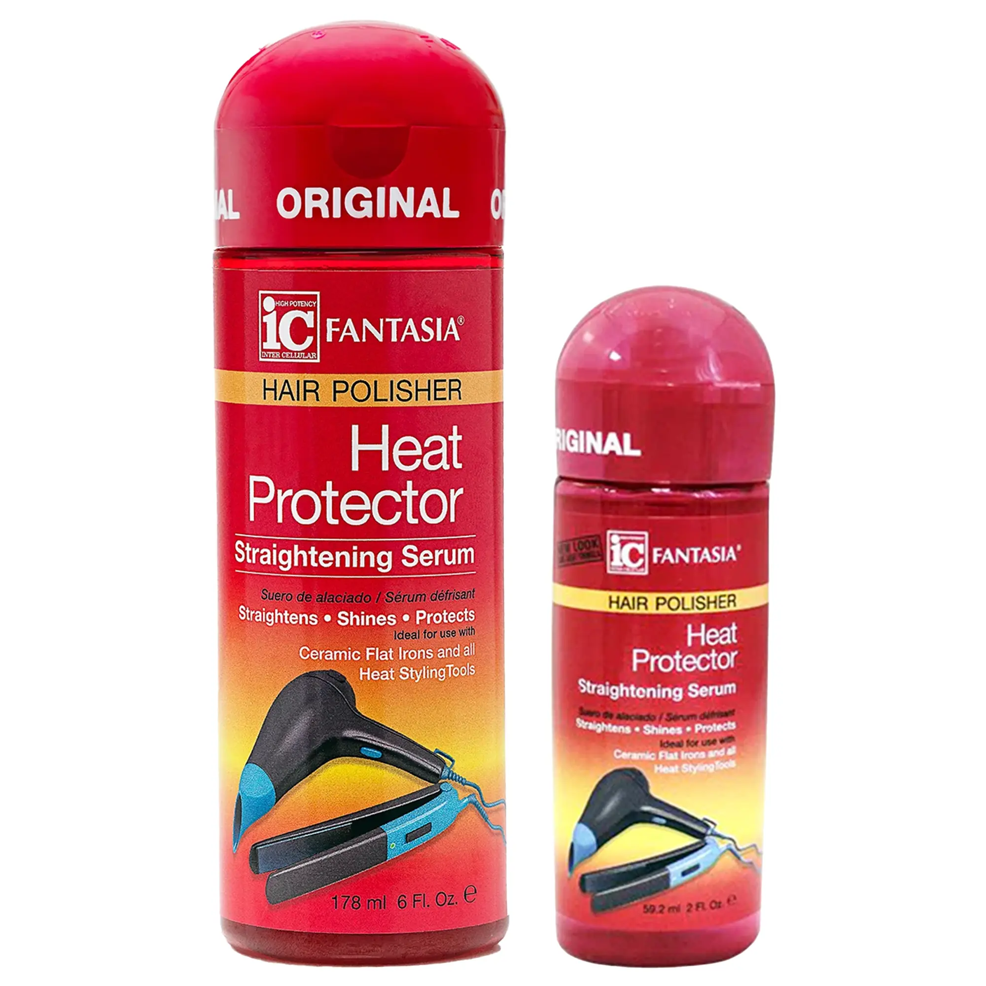 Fantasia IC Heat Protector Serum Bundle Heat Protect Serum 2oz + Straightening Serum 6oz